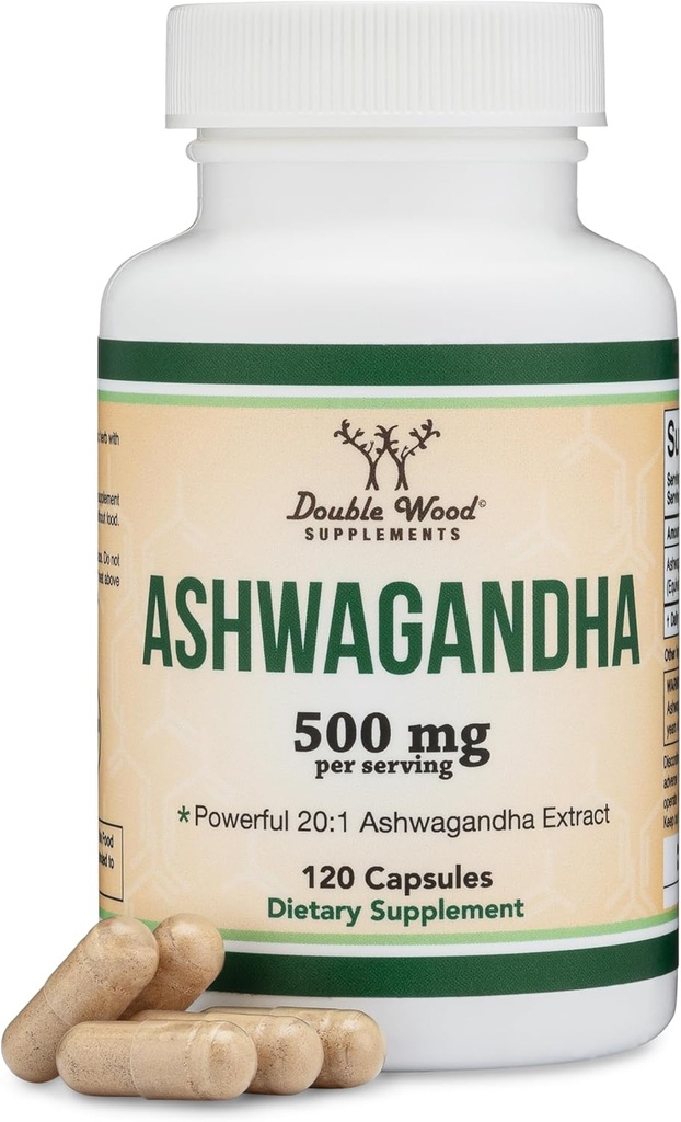 Ashwagandhaのカプセル、120の計算(500mgのエキス20:1の効力)二重木による適応物質の圧力救助