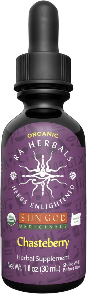 Ra Herbals Organic Chasteberry Extract | Vitex Agnus-Castus Herbal Tincture | 女性ホルモンバランス&メンスチュアルサポート | USDA Organic, ヴィーガン, 液体ドロップ | 1 floz