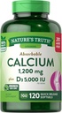 Nature's Truthの吸収性カルシウム1200 mg Plus D3 5000 IU/サービングクイックリリースSoftgels - 120 ct、2のパック