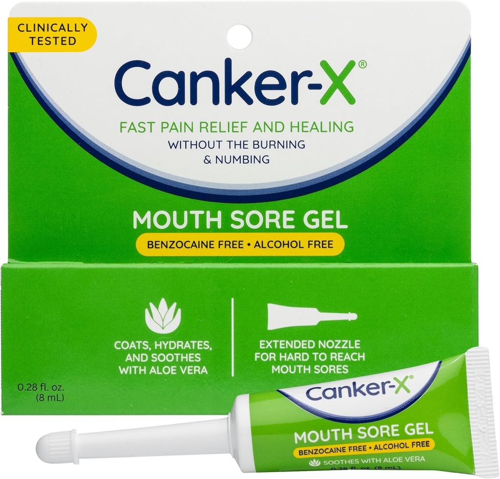 Canker-X Mouth Soreのゲル、キャンカーの靴、チーク ビットおよび口頭研摩剤、口頭痛みの救助のゲル、Benzocaineなしおよびアルコールなし、大人および子供6+のための速い痛みの救助及び癒やすこと 年、0.28のflのoz