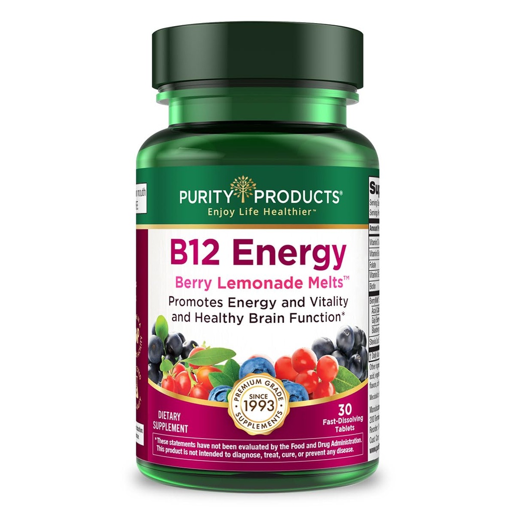 純度プロダクトB-12エネルギー ベリーLemonadeの溶解w/SuperのフルーツのMethylcobalamin B12 -ビタミンB6、D3、葉酸およびBiotin -高い吸収のMecobalActive B 12-30の溶けるタブレット