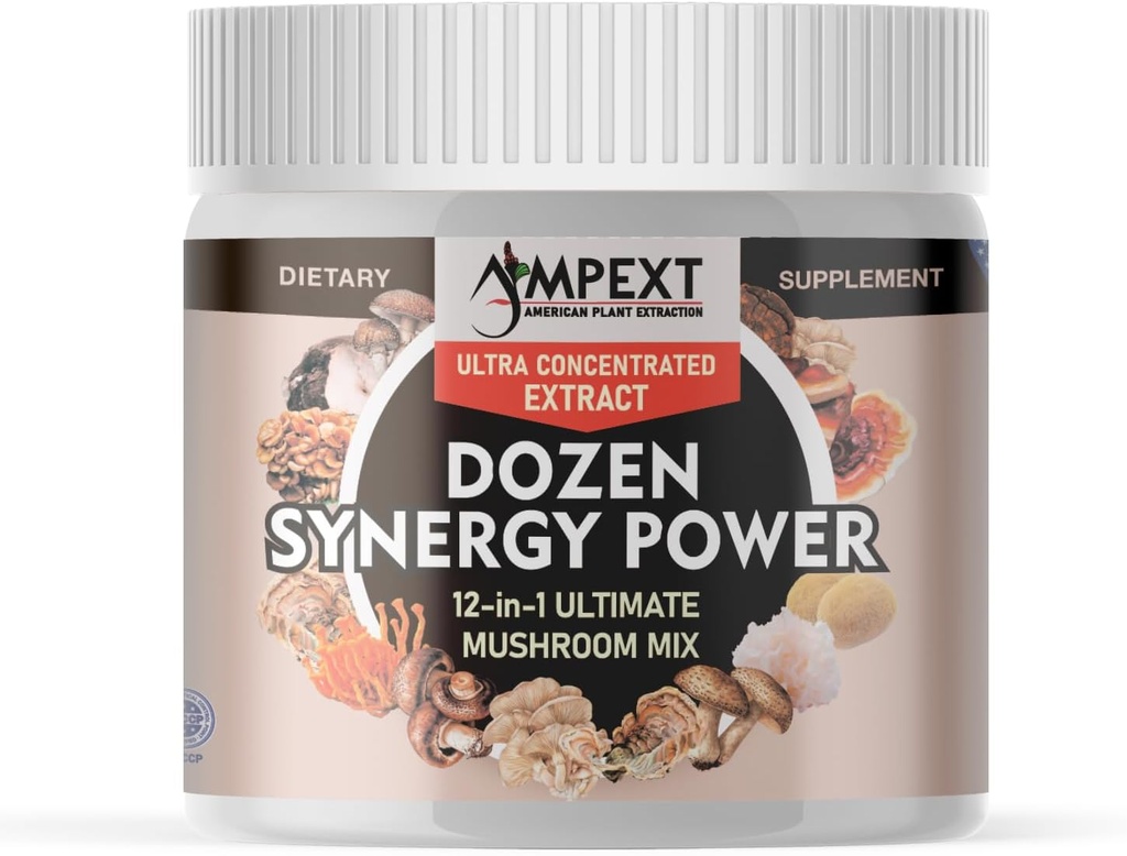 12-in-1 Dozen Synergy パワー: 12 のプレミアムコンプレックス慎重に選択されたフルーツ ボディ マッシュルーム エキス、支持の免除、認知及び心機能