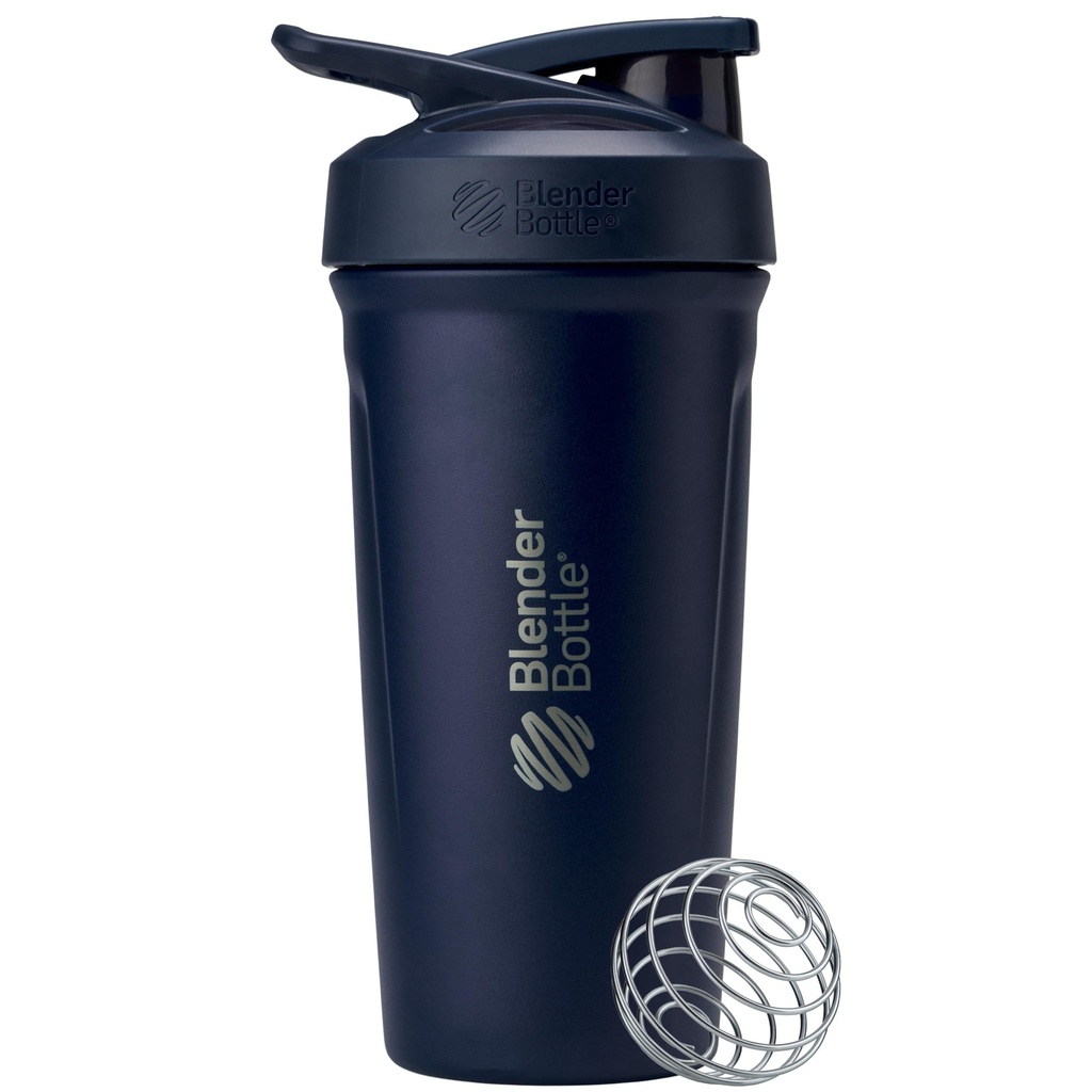 BlenderBottleのスポーツはワイヤー ウィスク、24-Ounce、海軍が付いているステンレス鋼のシェーカーのびんを- Athletes及び適性のenthusiastsのための蛋白質の揺れ及び水和を、容易な混合し、飲み物を風邪、ロックできるふた保ちます