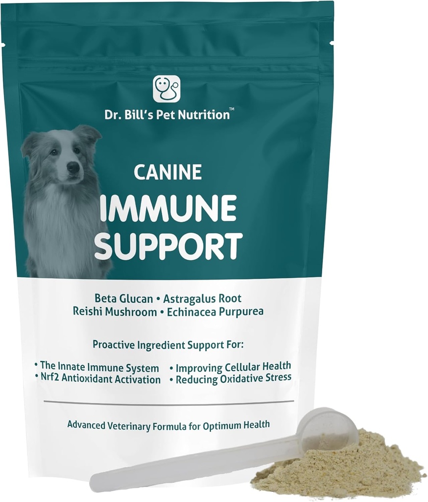 Dr. Bill's Canine Immune サポート | 犬の免疫と健康をColostrum、ベータグルカン、トルコテールマッシュルーム、亜鉛&ビタミンC | すべての年齢の犬のためのパウダーサプリメント