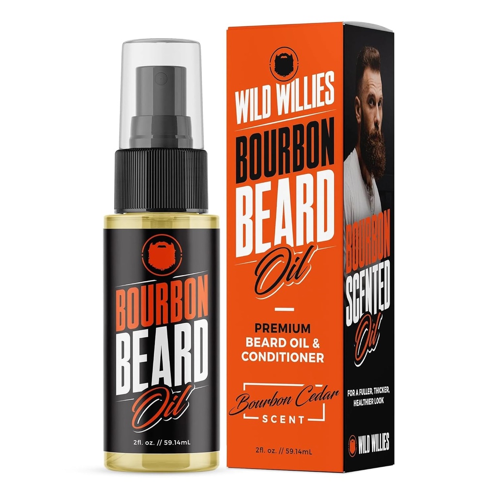 ワイルドウィリーズプレミアムベアードオイル&コンディショナー(Bourbon Cedar) - ナチュラル、有機成分&エッセンシャルオイルは、ベアード成長を促進し、イッチ&ダフを取り除きます - ディープSoftener&Restore Moisture - 2 Oz