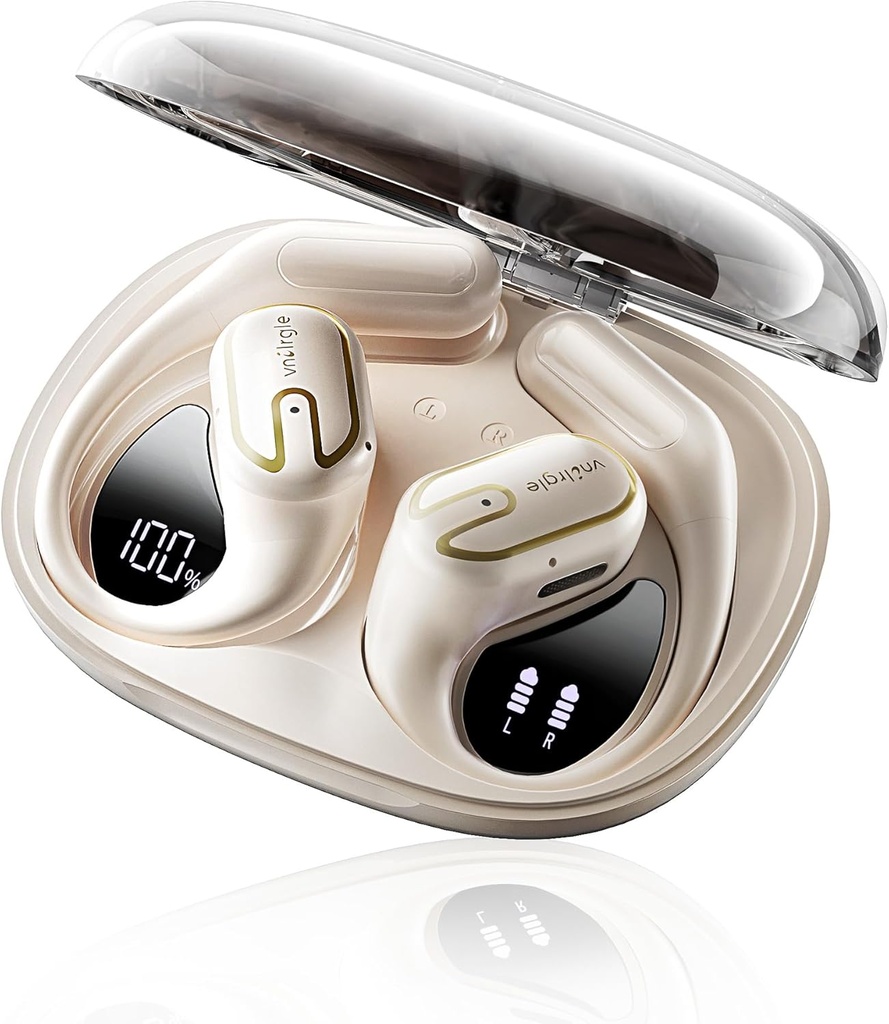 開いた耳のヘッドホーンのEarbudsの無線- 5.4 LEDのデジタル表示IPX7が付いているBluetoothの耳芽は、無線ヘッドホーンの接触制御空気伝導のステレオの音を18.2mmの運転者80Hの再生時間防水します