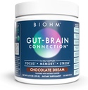 BIOHM Gut-Brain接続メモリ&フォーカスサプリメント(6.74 Oz、30サービング)は、Gut健康と認知ウェルビーイングをサポートし、気分、プロバイオティクス、ライオンのマネ&バコパモンネリ、チョコレートフレーバーを強化するのに役立ちます