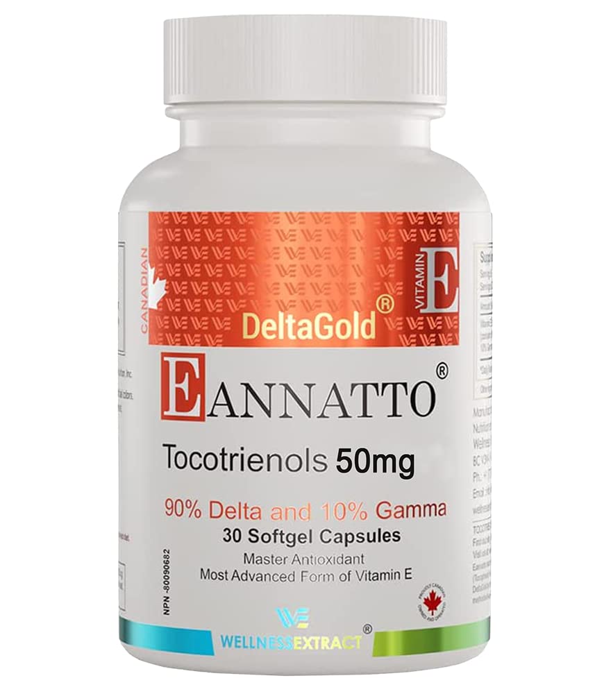 ウェルネスは、Eannatto Tocotrienols DeltagoldビタミンEサプリメントSoftgels、Tocopherol無料、免疫健康、非GMO、グルテンフリー&抗酸化剤(50MG 30Softgels)をサポート。