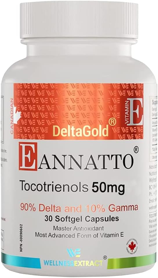 ウェルネスは、Eannatto Tocotrienols DeltagoldビタミンEサプリメントSoftgels、Tocopherol無料、免疫健康、非GMO、グルテンフリー&抗酸化剤(50MG 30Softgels)をサポート。