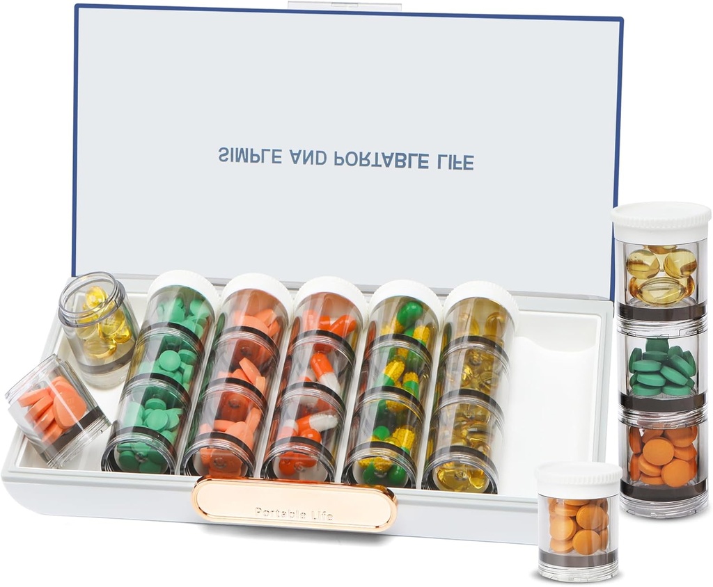 Toplive 3は日の丸薬のオルガナイザー7日、大きい毎日の丸薬のオルガナイザー箱、魚油の補足の貯蔵のオルガナイザー、分離可能な旅行丸薬の容器、白を回します