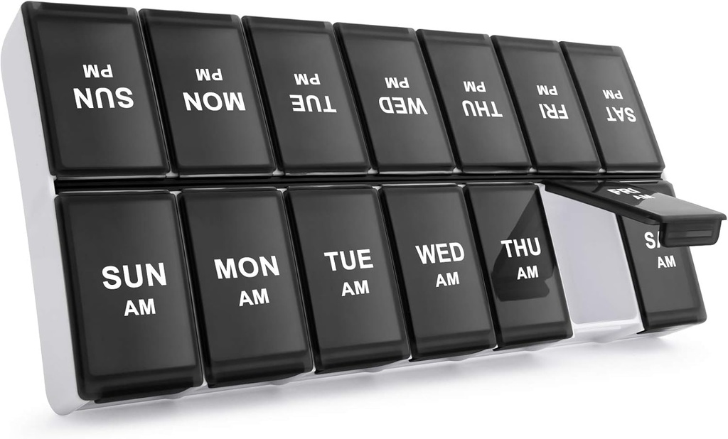 Sukuos週刊ピルオーガナイザー2日、7日ピルボックスAM PM大日ピルケースビタミンオルガナイザーピル容器、ビタミン、魚油、サプリメント