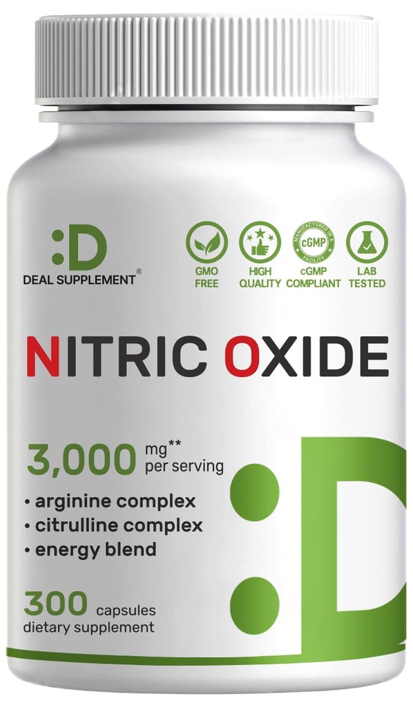 ニトリ酸化物ブースター 3,000 mg のサービングあたり, 300 カプセル – 12 に 1 ニトリク酸化物サプリメント – アルギニン & エネルギーブレンドとシトルリンコンプレックス – マシュマロ ルート – 筋肉に栄養素の流れを促進 & ハート