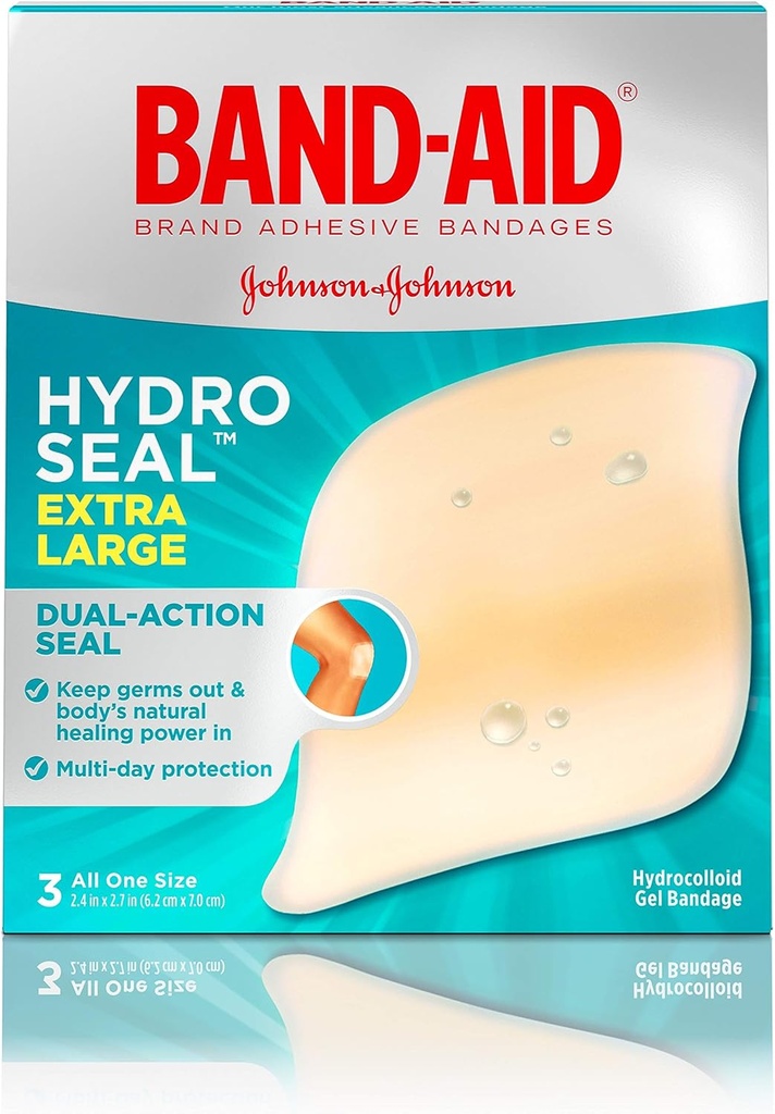 バンド エイドのブランドのハイドロ シールの傷の心配及びまめの救助のための付着力のHydrocolloidゲルの包帯、すべての目的の防水及びシャワーの証拠のまめパッド、生殖不能及び長続きがする、余分大きい、3つのct
