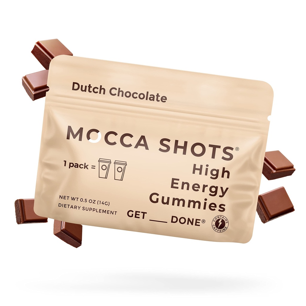 SGCシアトルガミーカンパニーカフェインエナジーグミー12パック、オランダチョコレートモッカエナジー咀嚼、向知性、ビーガン、植物ベースのグルテンフリー、200mgカフェイン