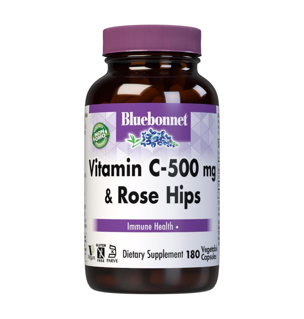 BlueBonnet ビタミン C 500 mg プラス Rosehips 野菜カプセル, 180 カウント