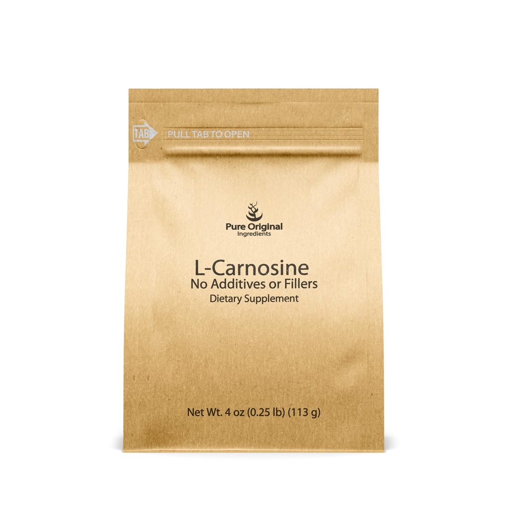 ピュアの元のINGREDIENTS Lカルノシンの粉(4 oz)、食事療法の補足、実験室によって確認される、添加物か注入口無し