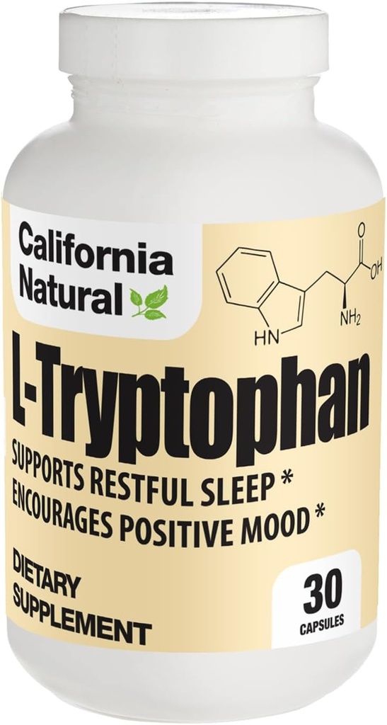カリフォルニアナチュラルL-Tryptophan 500 Mgカプセル、30カウント