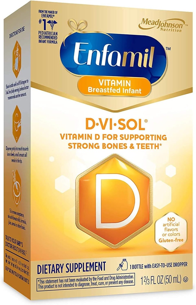 乳児のD-Vi-SolのビタミンDは乳児、サポート強い骨および歯、グルテンフリー、使いやすい低下のびん50のmLを低下させます