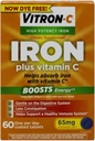 Vitron-C の高い効力の鉄の食事療法の補足–ビタミン C の Boosts エネルギー、消化器系、60 の上塗を施してあるタブレット、65 の mg の元素鉄の