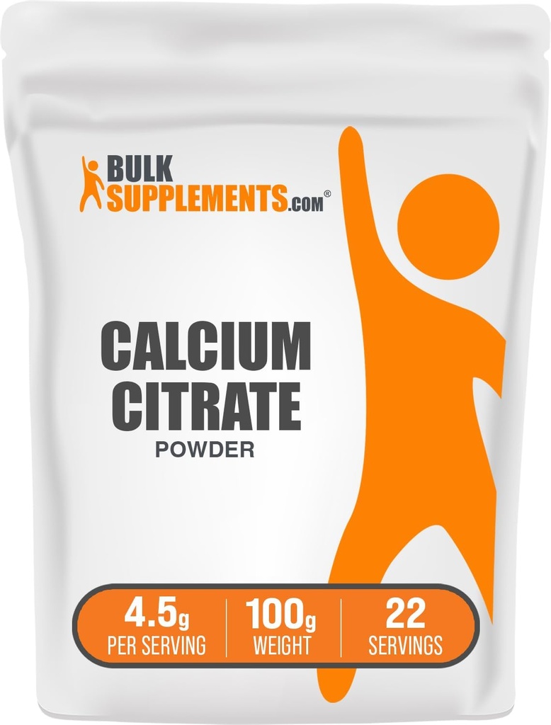 BulkSupplements.comカルシウムクエン酸塩パウダー - カルシウムサプリメント、高バイオ利用可能 - 風味の&グルテンフリー、給餌ごとに4.5g、100g(3.5オンス)(パッケージ1)