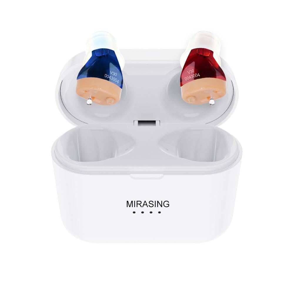 補聴器、充電ケース付きシニア向けデジタル充電式補聴器、ノイズ低減による見えない補聴器