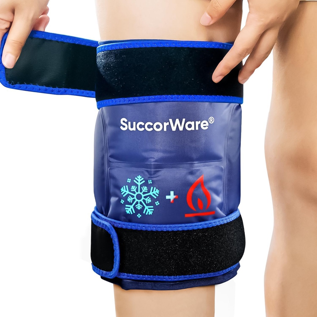 傷害の再使用可能なKneeのアイスパックの覆い-足、背部、肩、腕、肘の傷害、痛みの軽減、膨張、膝の取り替えの外科のための熱く及び冷たいゲル袋( ネイビーブルー