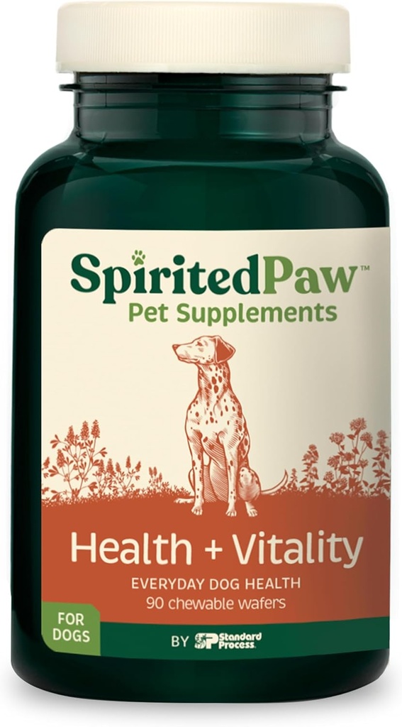 スピリット Paw Health + 犬のためのVitality - 免疫システム、コート、肝臓の健康のためのペットサプリメント - 犬は、コリン、カルシウム、亜鉛、およびビタミンDとA - 90Chewableウエファーと多機能サポート