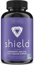 WellPathの盾のエルダーベリーのカプセル-亜鉛、ビタミンC、Echinacea、蜂のプロポリスが付いている5イン1免疫サポート ブースター-大人のための600のmgのサムブカスの黒のエルダーベリーの丸薬- 60 Ct