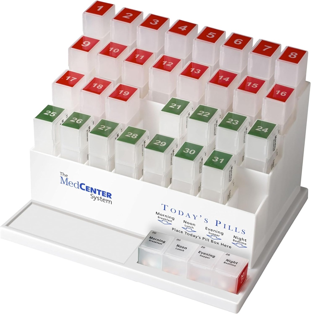 Medcenterの毎月のピル箱のオルガナイザー、ビタミン、補足、薬、31日の丸薬のオルガナイザーのためのコンパートメントが付いている大きい31の毎日の丸薬の箱