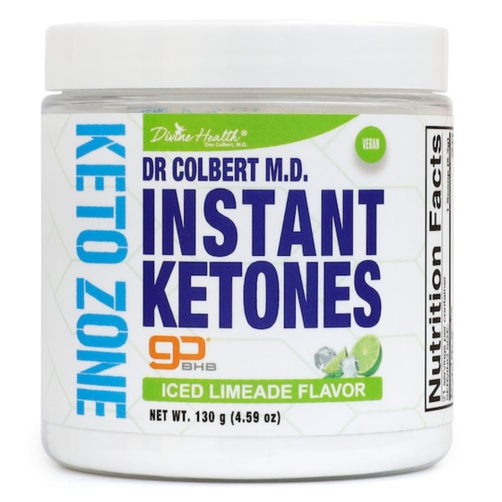 Divine Health Dr Colbert MD Instant Ketones Powder | Keto Zone Diet Bookで推奨されるLimeade Flavor | GoBHB | 外因性のBHB Ketone塩 | 4.59oz
