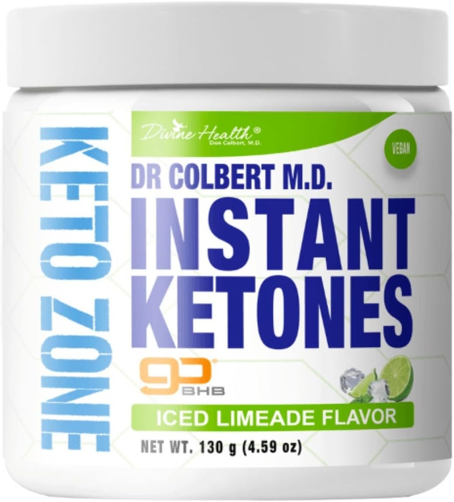 Divine Health Dr Colbert MD Instant Ketones Powder | Keto Zone Diet Bookで推奨されるLimeade Flavor | GoBHB | 外因性のBHB Ketone塩 | 4.59oz