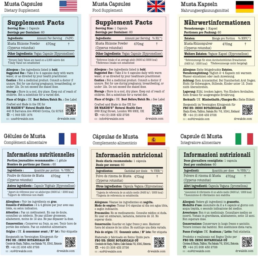 DR WAKDEのマスタカプセル(Cyperus rotundus、60ベジーキャップ、植物ベースのサプリメント、アーユルヴェーダハーブ、オールナチュラル、ビーガン)