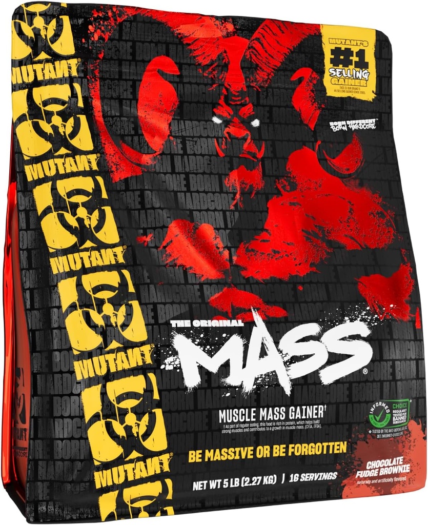 Mutant Mass Weight Gainer Protein Powder - High Calorie Protein for Lean Mass, Muscle Build, & Bulking - 5 Pound - Chocolate Fudge Brownie