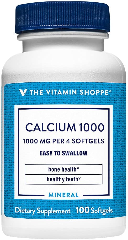 ビタミンShoppe Calcium 1,000MG、Softgelsを飲みやすく、ビタミンD(100 Softgels)の400IUで骨と歯をサポート
