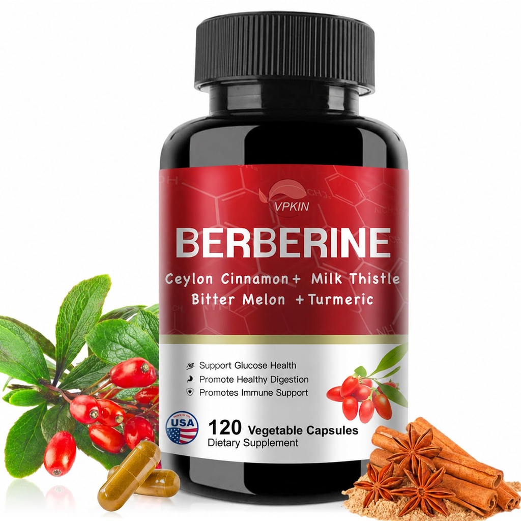 Berberineの補足19,060mg、Ceylonのシナモン、ビターメロン、ミルクのアザミ、Berberine HClの補足(120のカプセル)が付いているベリン