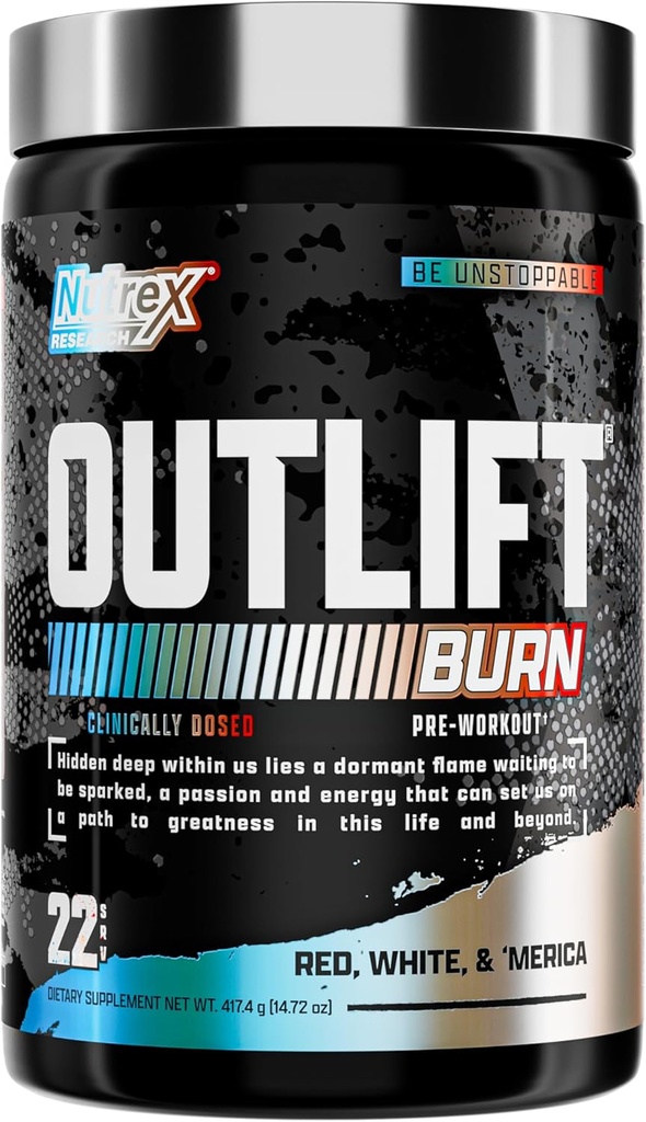Nutrex Outliftは、エネルギー、フォーカス&耐久性のためのプレワークアウトサプリメントを燃やします | メタブライス、L-シトルリン、ベータアラニン&カフェイン | パフォーマンスのサーミネーションフォーミュラ(22サービング、レッドホワイトメリカ)