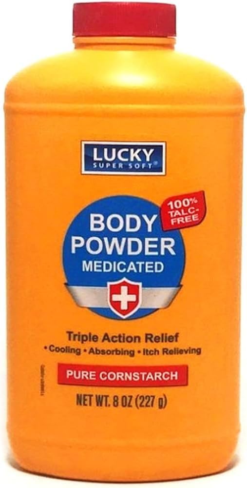 ラッキースーパーソフト薬用ボディパウダー、8オンス。、コツイッチ、クールスキン、水分を吸収し、ポイソンアイビー、オーク、スマックのオオオズを乾燥