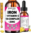 Iron Supplement for Women Men & Kids, Iron Vitamin C, A, B-Complex, Vegan Iron Drops High Potency Liquid Vitamin & Iron Supplements for Anemia, Red Blood Cell, Energy, Blood Builder, Gentle