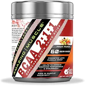 驚くべき筋肉 BCAA 2:1:1 分岐させた鎖のアミノ酸の補足 | サービングごとの 6000 Mg | フルーツ パンチ味 | 60 のサービング