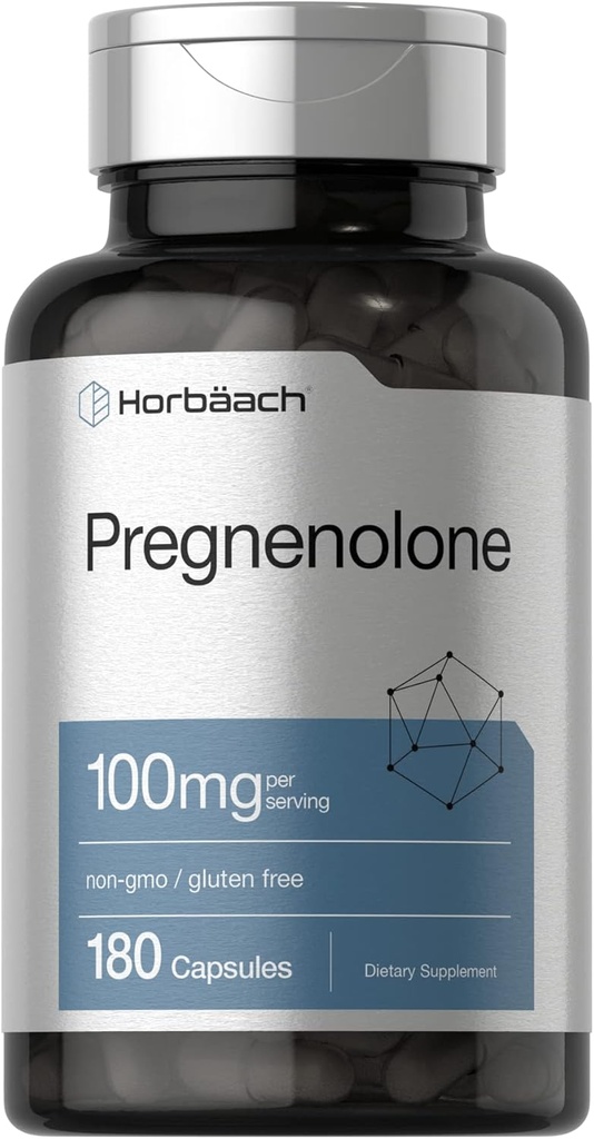 ホルバハチPregnenolone 100mg | 180カプセル | 非GMOとグルテンフリーサプリメント