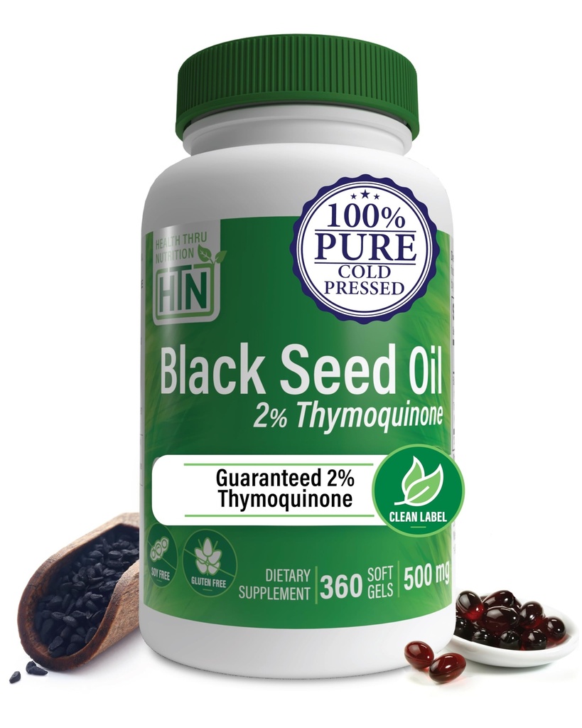 健康スロー栄養ブラックシードオイル500mg 360 Softgels | High Potency 2% Thymoquinone | 3rd Party Tested | Pure Cold Pressed | オーガニックガウン | 非GMO、グルテンフリー、大豆フリー