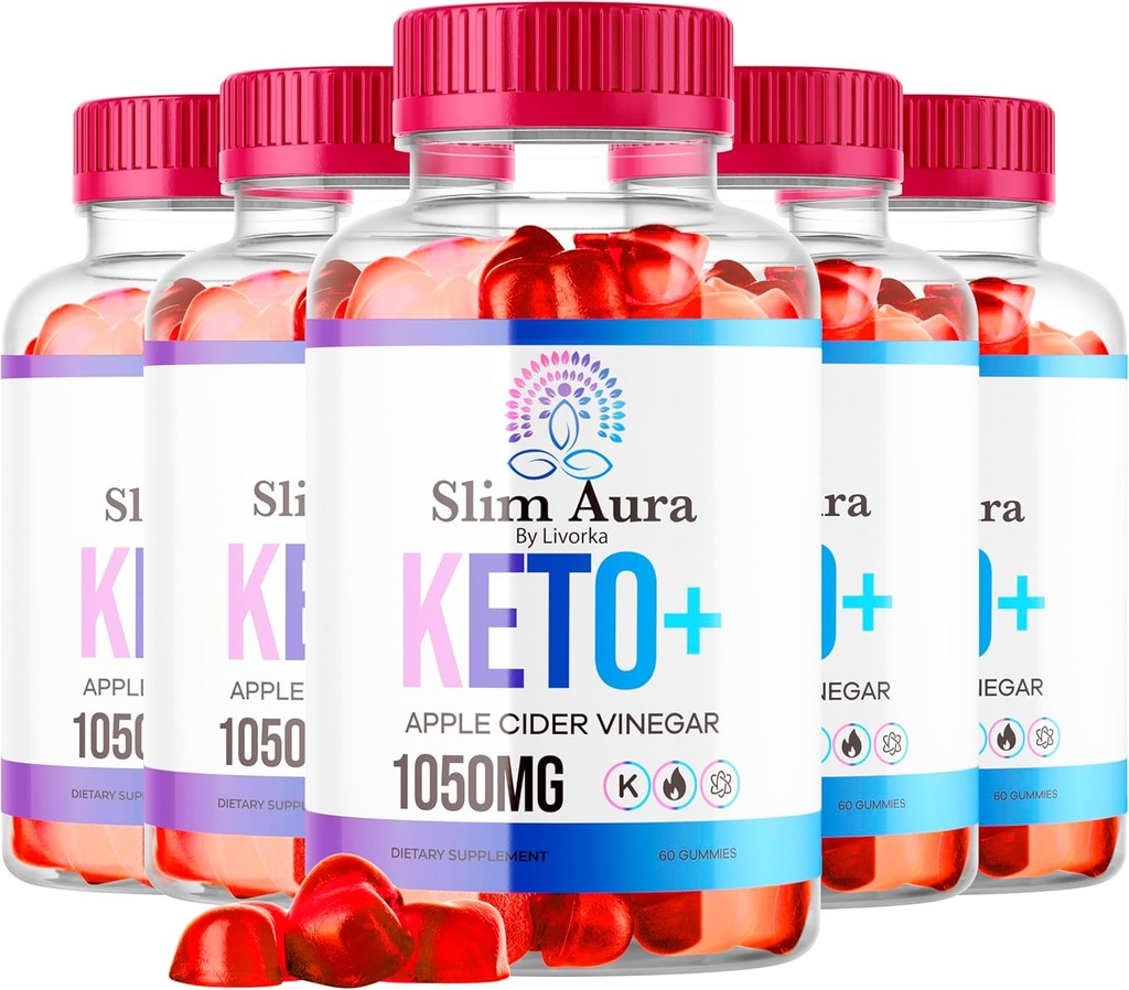(5パック)スリムAura Keto ACVグミー - 公式スリムAura Keto Plus Apple Cider Vinegar 1050MGアドバンストフォーミュラGummys、オールナチュラルプレミアムフォーミュラ、Slimaura Gomitasのレビュー、5ヶ月間300ガミー