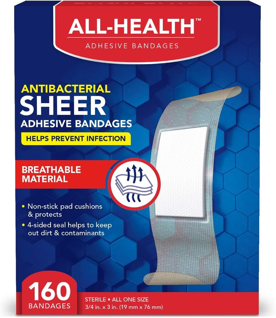 すべての健康の抗菌のせん断の付着力の包帯、X 3の3/4、160のctの 助けは最初の援助および傷の心配のための伝染、余分大きい快適な保護を防いで下さい