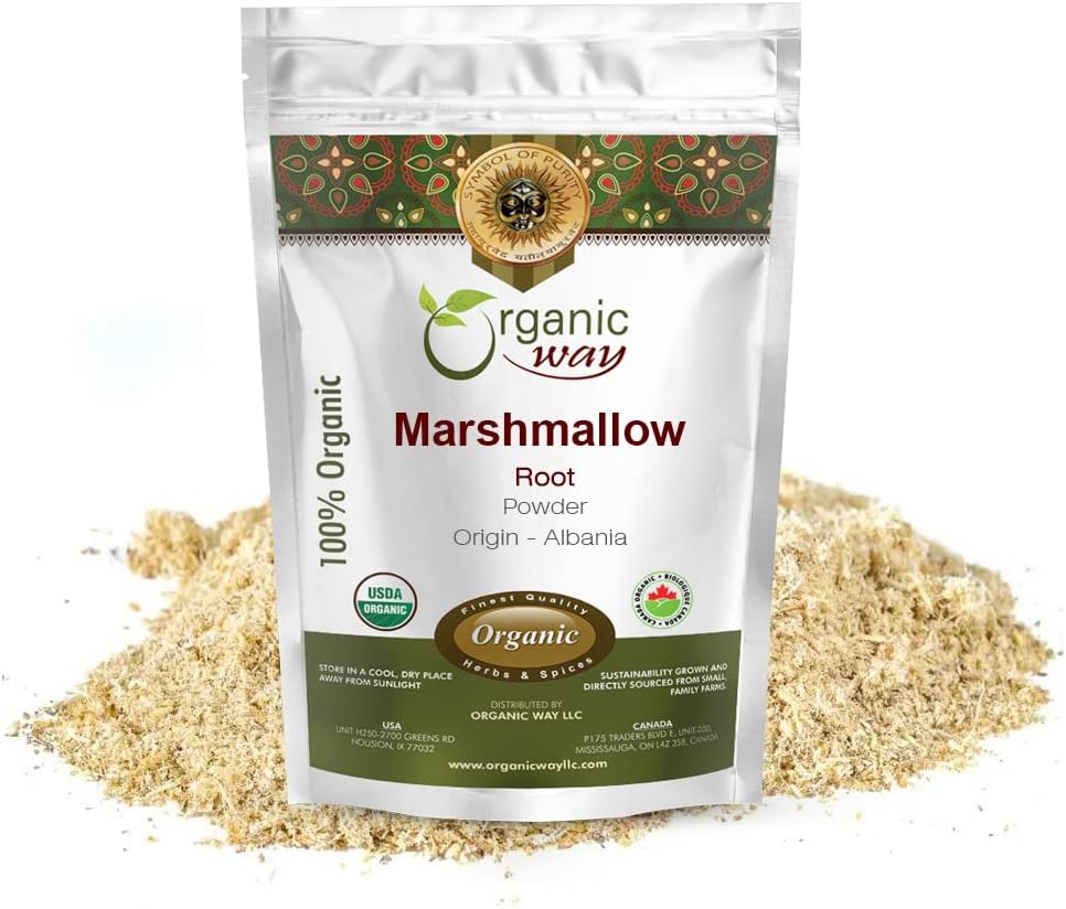 Organic Way Marshmallow Root Powder (Althaea Officinalis) - Herbal Tea | European Wild-Harvest | Organic & Kosher Certified | Vegan, Non GMO & Gluten Free | USDA Certified | Origin - Albania (2Oz.)