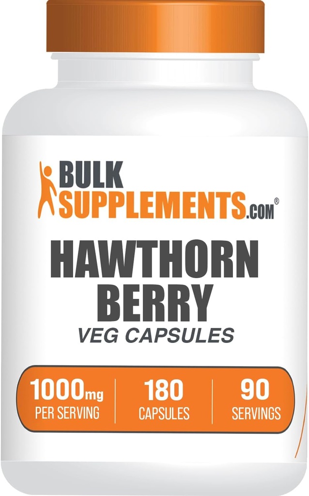 BulkSupplements.comホーソンベリーカプセル - ハーブサプリメント、ホーソンベリーエキス1000mg - グルテンフリー、サービングあたり2カプセル、180カウント(パッケージ1)