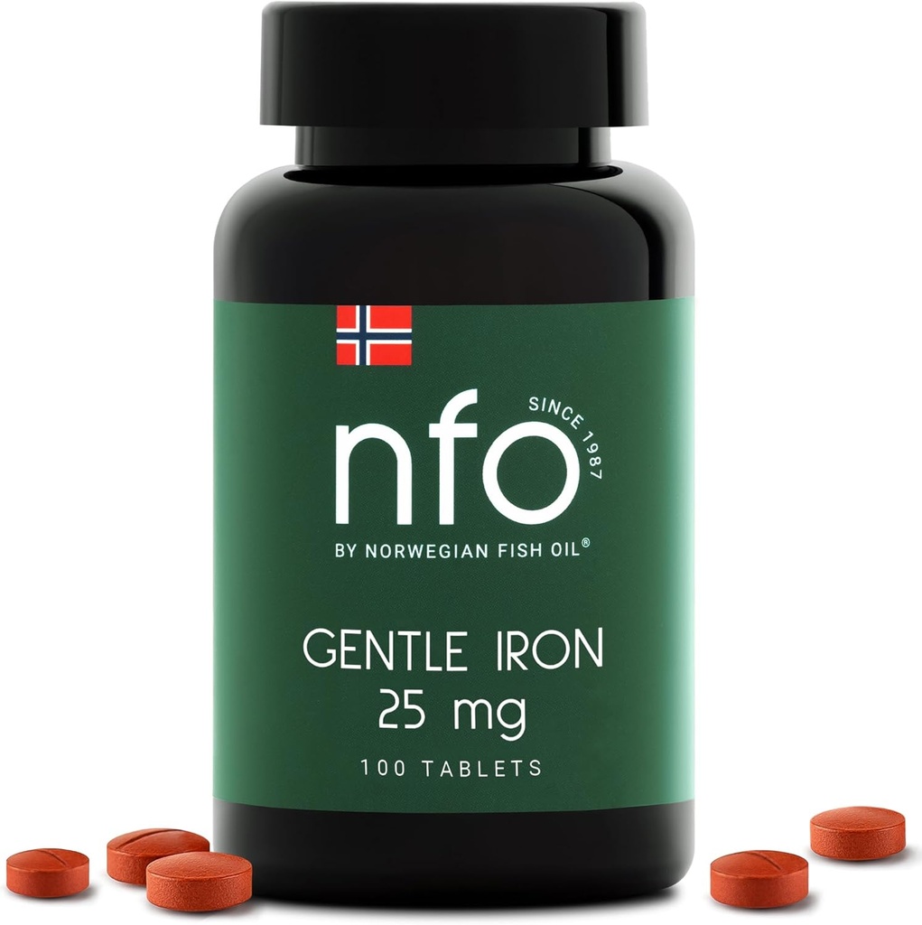 NFO の穏やかな鉄 [100 錠] ノルウェーの高吸収鉄の複合体特許を取られた フェロッチェルによってケレートされる鉄、Stomach、ビーガンフレンドリー、非便秘