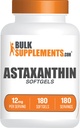 BulkSupplements.com アスタキサンチン12mgソフトゲル - アスタキサンチンサプリメント、抗酸化物質 - グルテンフリー、サービングあたり1ソフトゲル、180カウント(パッケージ1)