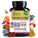 バイオパイン、Apple Cider Vinegar、Biotin、亜鉛&ビタミンC D3 B12のターメリック・グミーとブラックシードオイル&ハニー - 免疫、デトックス、エネルギー&ヘアスキンネイルサポート - 60ビーガン、ハラール、オーガニックグミ