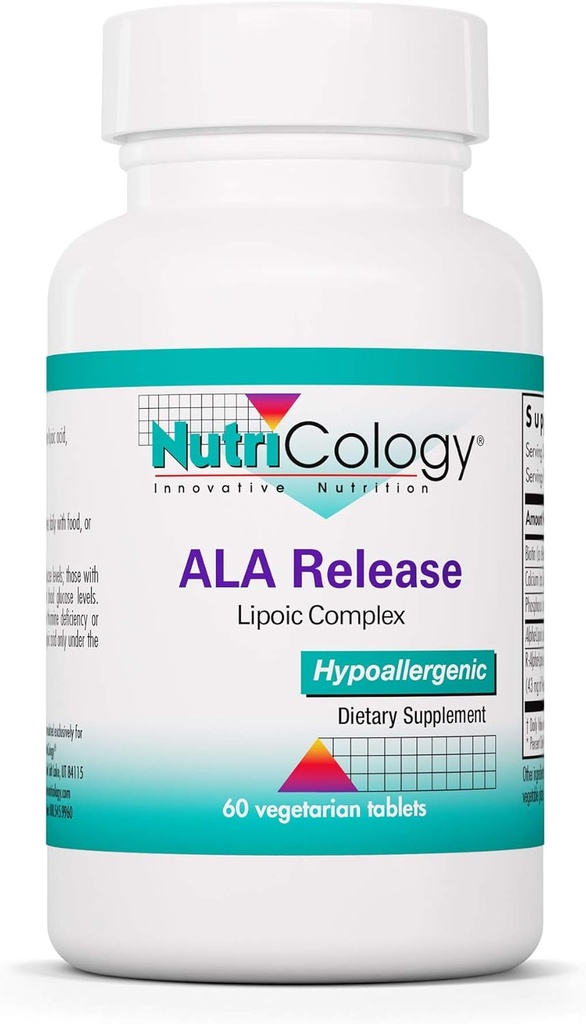 Nutricology ALA リリース - アルファリポ酸コンプレックス、Rアルファリポック、ビオチン、カルシウム、栄養補助食品、ベジタリアン錠 - 60 カウント
