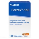 MAJOR Ferrex-150ポリ糖イロンコンプレックスカプセル150mgアイアンサプリメント女性と男性 - 胃に優しい - 100カプセル